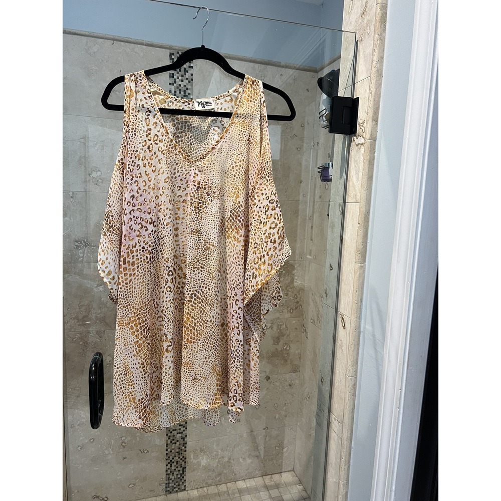 Show Me Your MuMu Peta Boo Tunic Kimono Womens M Sheer Animal Print Top Brown - Picture 2 of 10